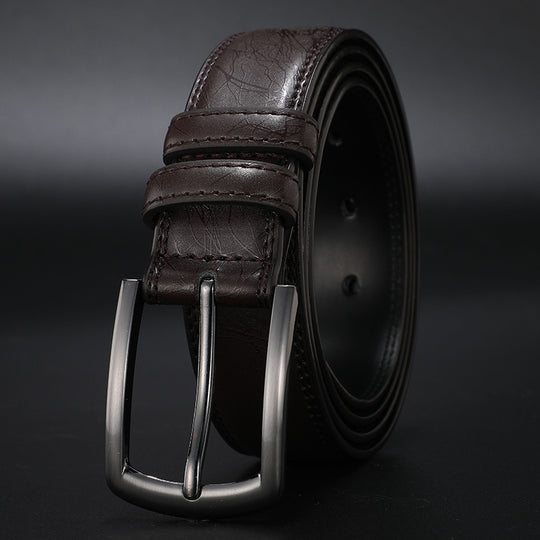 Pin buckle belt men's leather youth casual simple leather new business pants belt men's belt