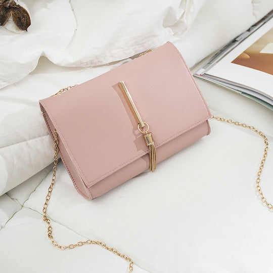 Fashionable Korean Chain One Shoulder Small Square Bag Trendy Pendant Diagonal Bag