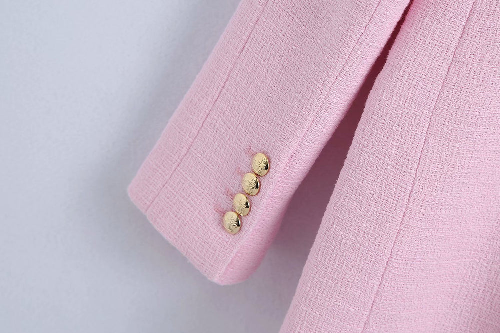 Temperament Texture Solid Color Pink Suit Jacket Women