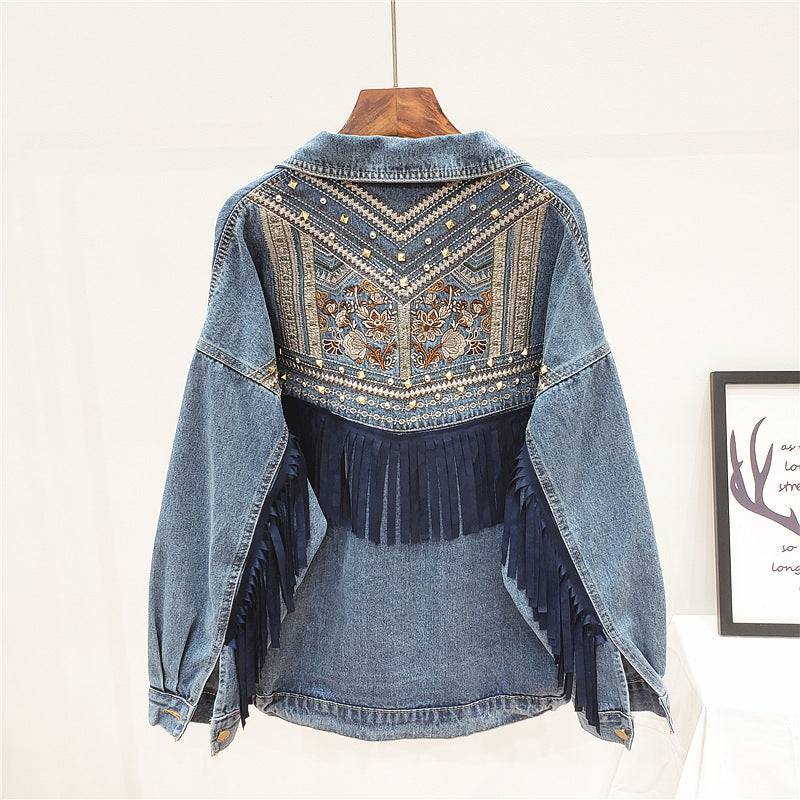 Embroidered Denim Jacket Women Loose Korean Style Wild Spring And Autumn Net Red Denim Jacket