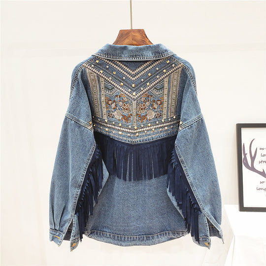 Embroidered Denim Jacket Women Loose Korean Style Wild Spring And Autumn Net Red Denim Jacket