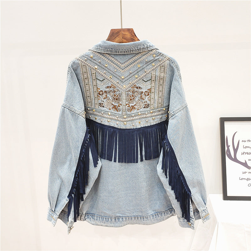 Embroidered Denim Jacket Women Loose Korean Style Wild Spring And Autumn Net Red Denim Jacket