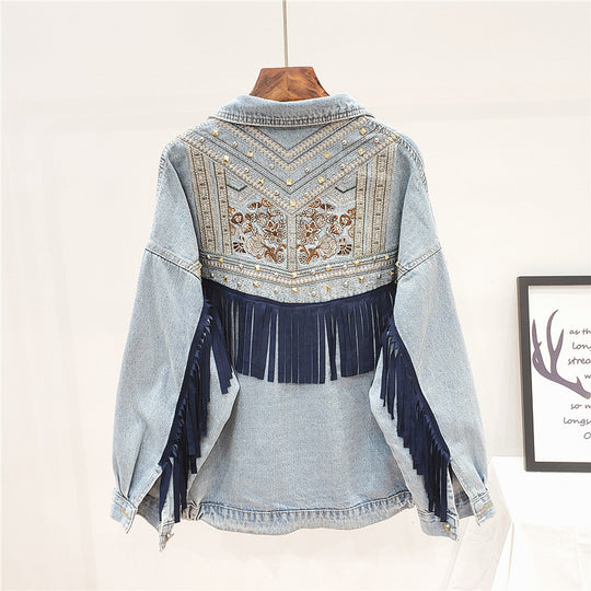 Embroidered Denim Jacket Women Loose Korean Style Wild Spring And Autumn Net Red Denim Jacket