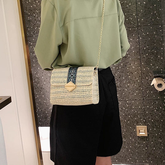 Chain Bag Female Bag New Korean Woven Bag Shoulder Bag Diagonal Diamond Lock Bag All-Match Casual Bag