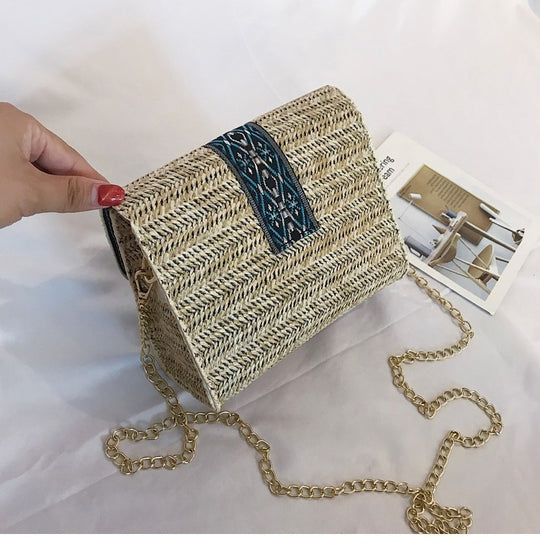 Chain Bag Female Bag New Korean Woven Bag Shoulder Bag Diagonal Diamond Lock Bag All-Match Casual Bag