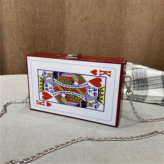 Korean Version Of The Small Bag Ins Printing Chain Shoulder Bag Female Personality Original Poker Student Female Bag Box Small Bag