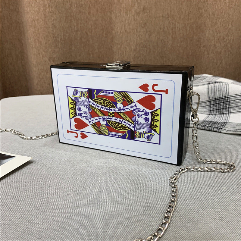 Korean Version Of The Small Bag Ins Printing Chain Shoulder Bag Female Personality Original Poker Student Female Bag Box Small Bag