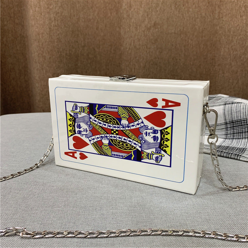 Korean Version Of The Small Bag Ins Printing Chain Shoulder Bag Female Personality Original Poker Student Female Bag Box Small Bag