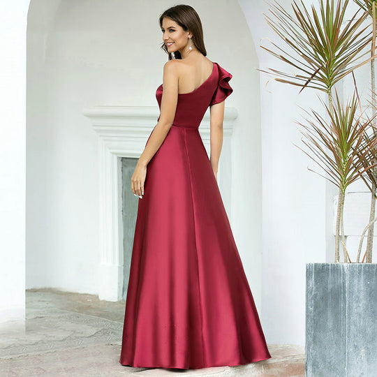 High-end Satin Wedding Evening Dress Slim Slimming Dress