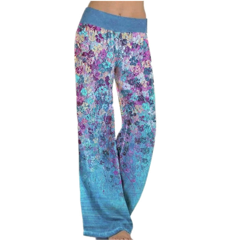 Positioning Printed Yoga Wide-Leg Sports Trousers Women
