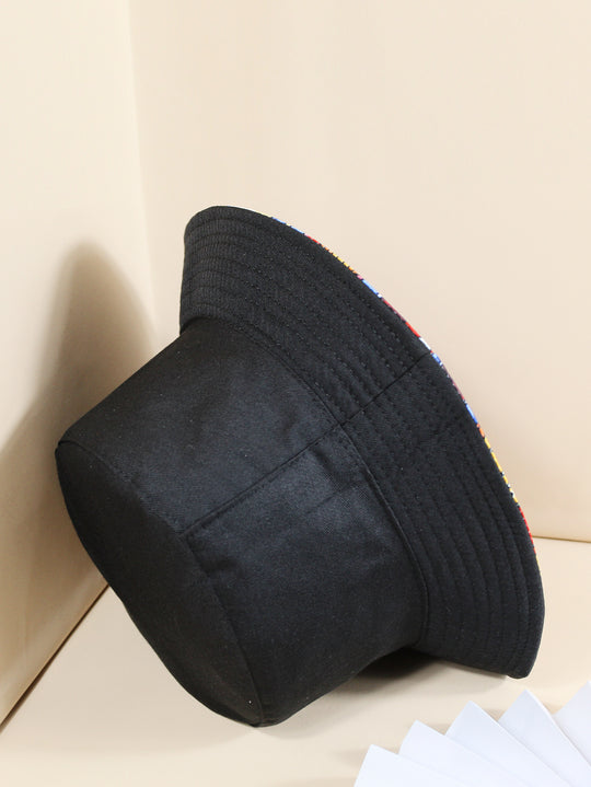 Coke Burger Fries Printing Double-sided Fisherman Hat Female Tide Brand Sun Hat Sunscreen Basin Hat Men And Women Hat