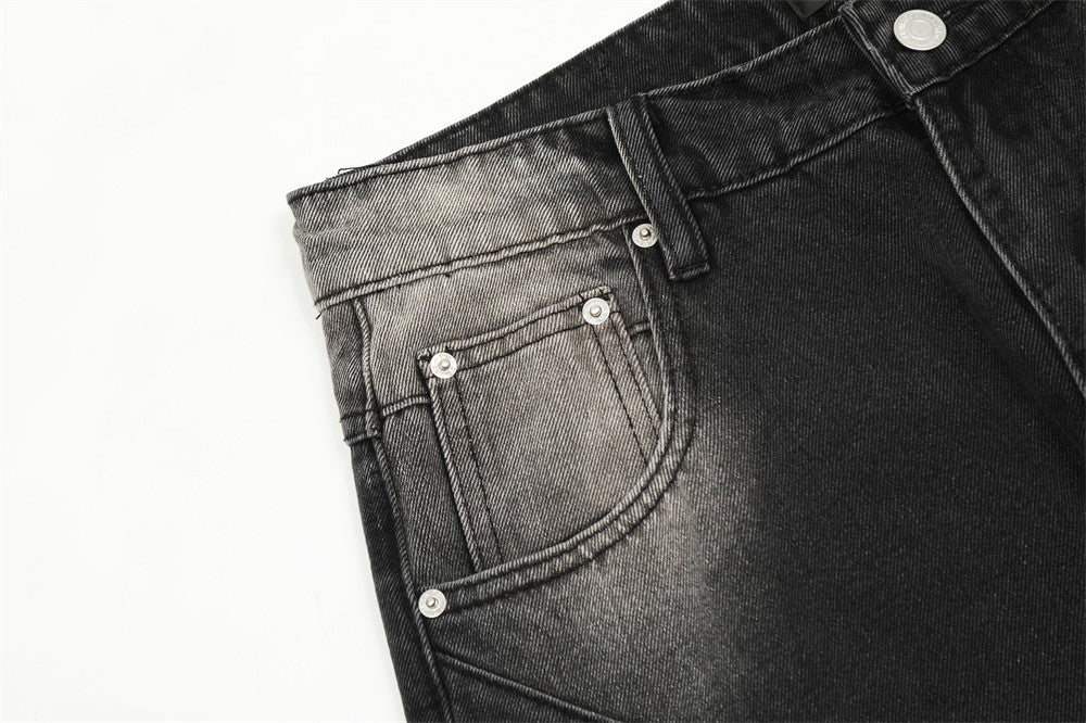 Contrast Color Denim Straight-leg Trousers Men