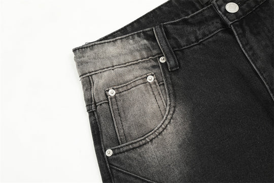 Contrast Color Denim Straight-leg Trousers Men