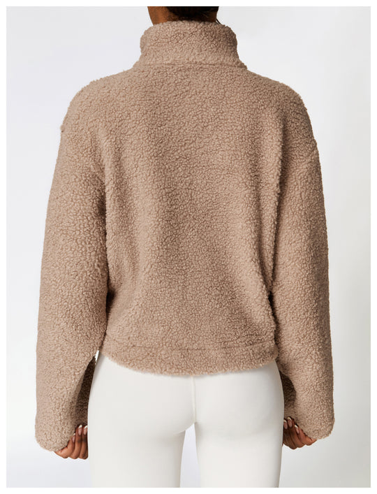 Winter Zipper Thermal Cashmere Fitness Sports Jacket For Women