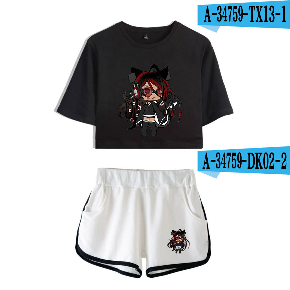 Gacha life sexy nude t-shirt shorts women suit