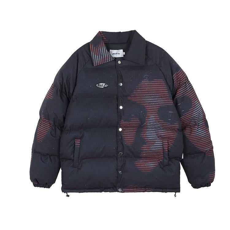 Winter thick loose digital portrait print jacket