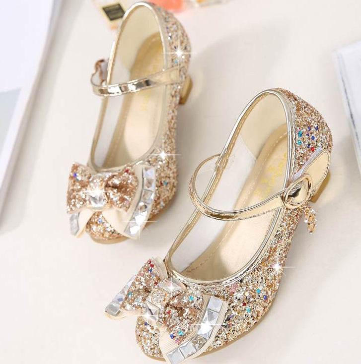 Sequined bow shoes