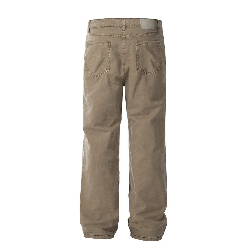 Washed Denim Straight-leg Trousers Men