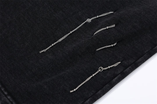 Distressed Washed Water Worn Loose Shorts For Men Retro