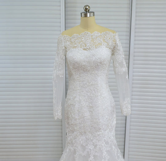 New Bridal One Shoulder Trailing Wedding Dress