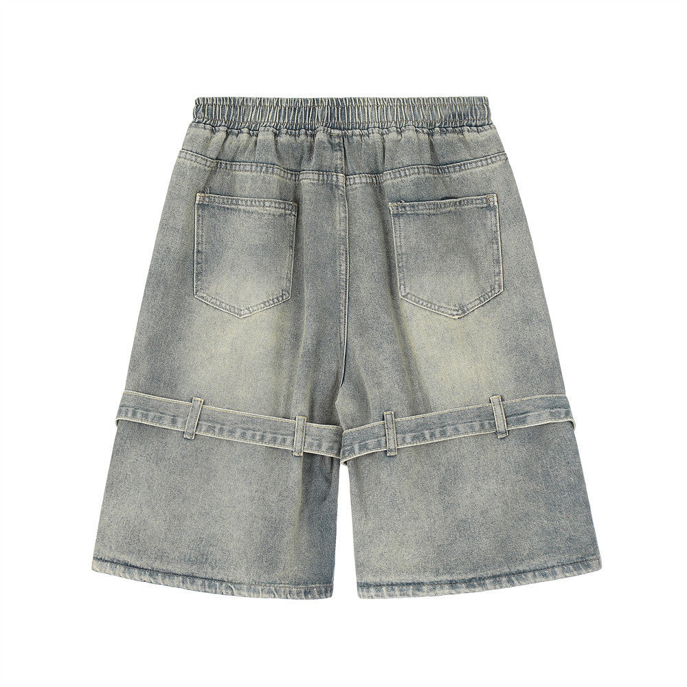 Fashion Tie Personality Denim Shorts Men