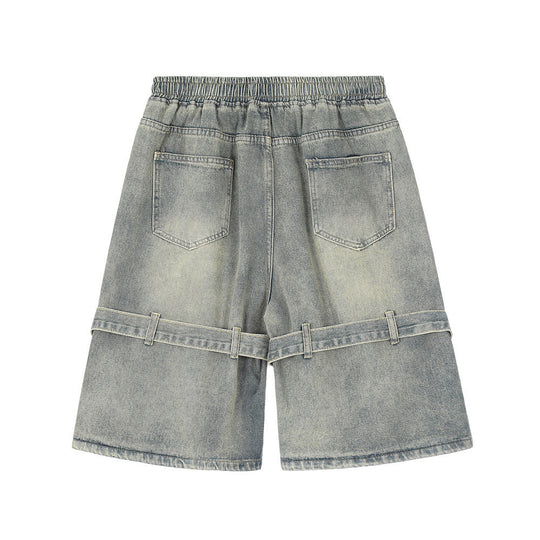 Fashion Tie Personality Denim Shorts Men