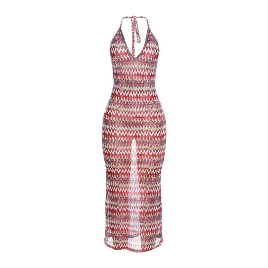 Summer Fashion Halter Lace-up Long Dress Women