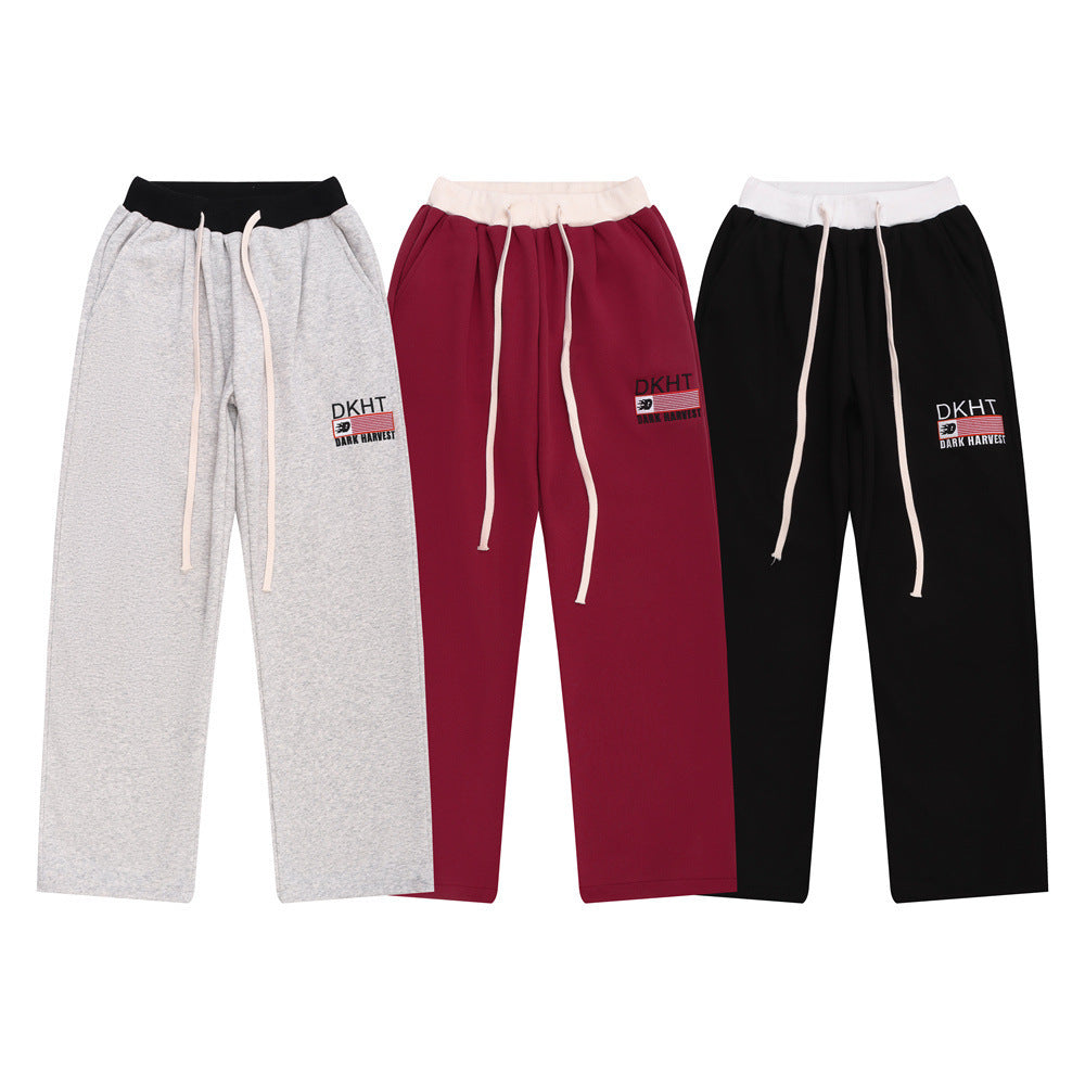 Color Matching Straight Casual Trousers For Men