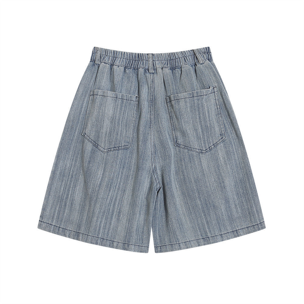 Fashion Tie-dye Denim Loose Shorts Men