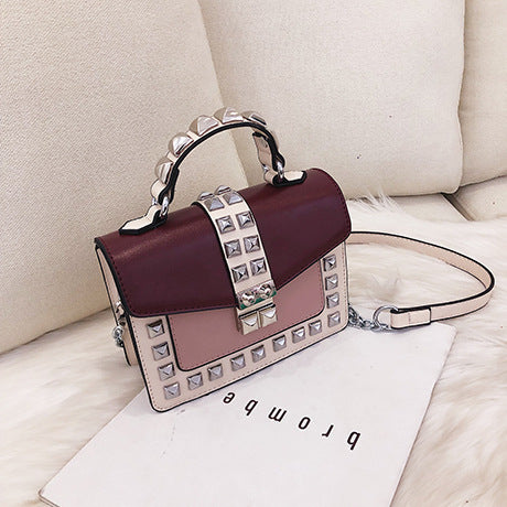Chain stud shoulder bag