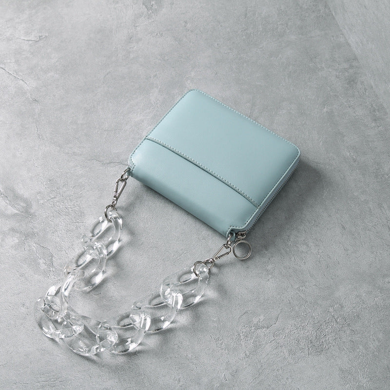 Acrylic transparent chain portable crossbody ladies square bag