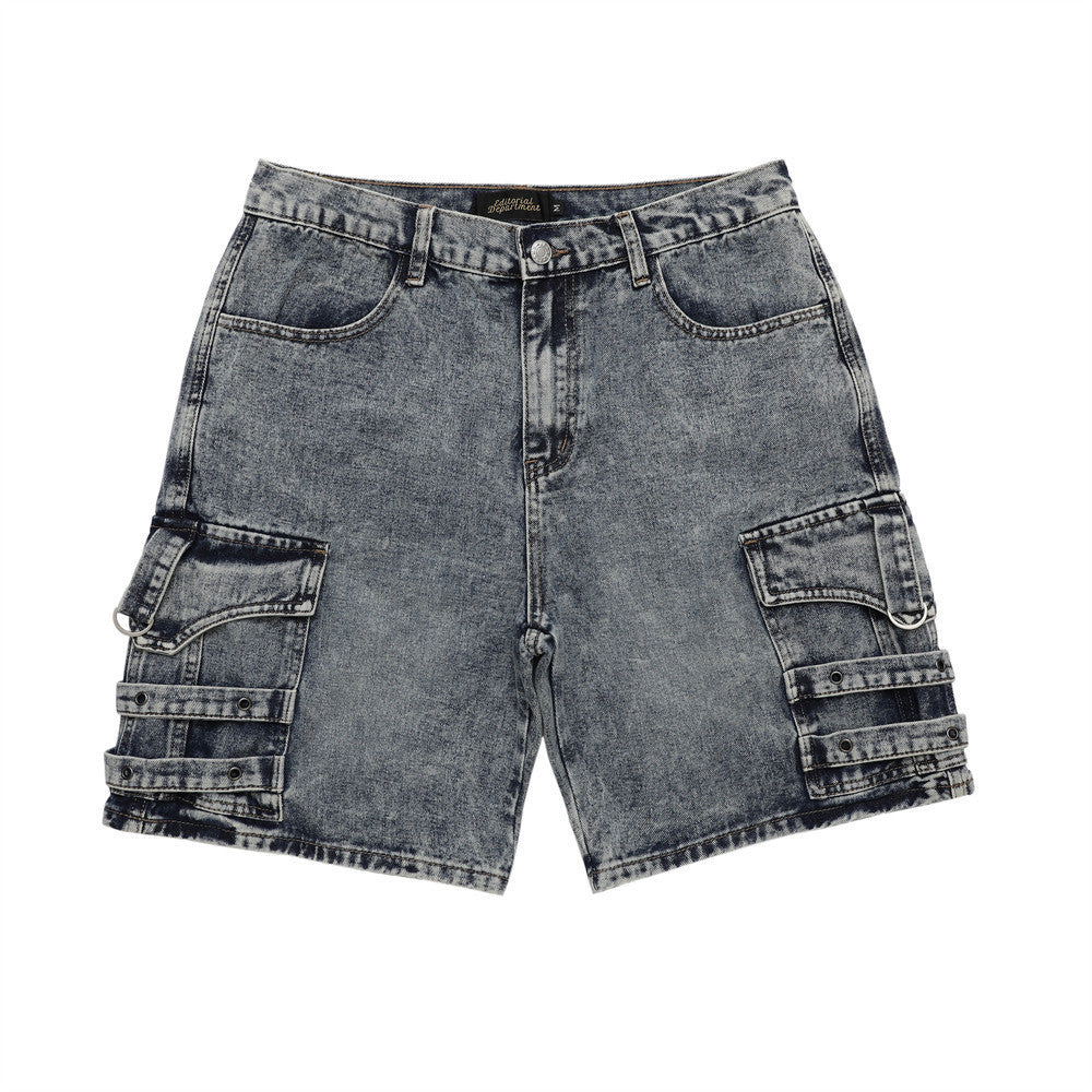 Heavy Duty Patchwork Denim Shorts For Men