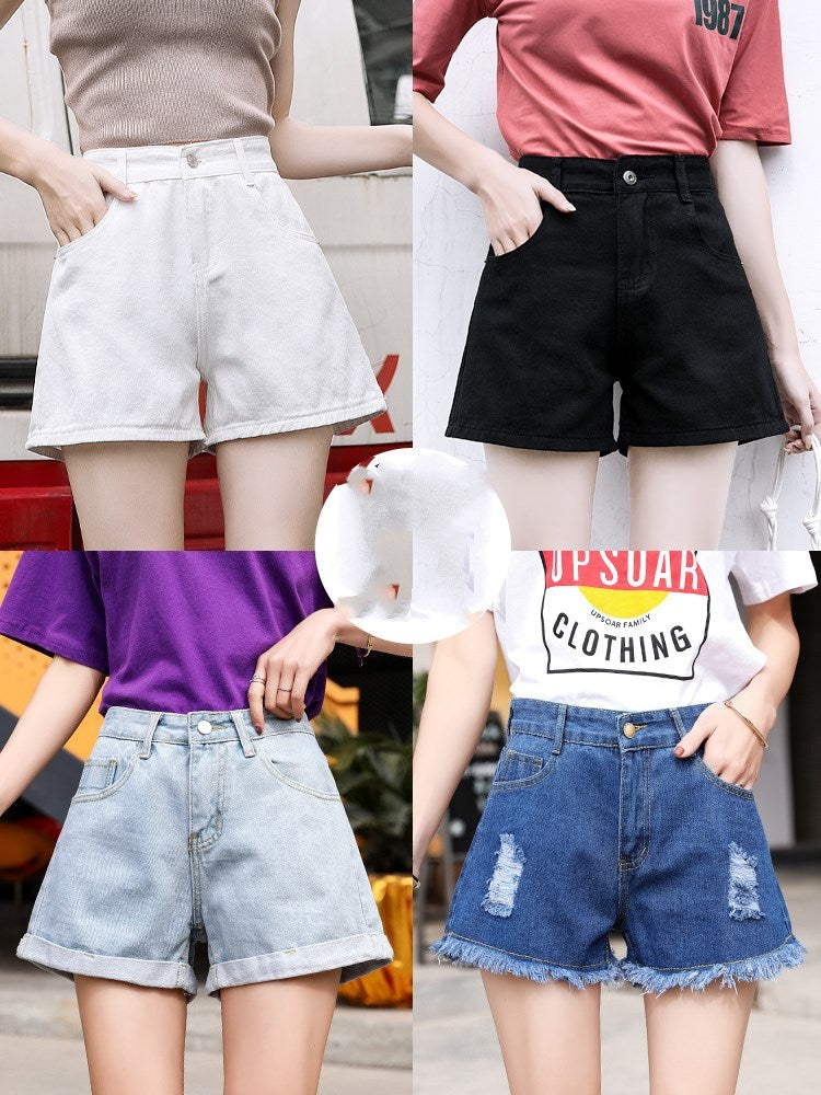 High waist denim shorts women summer loose