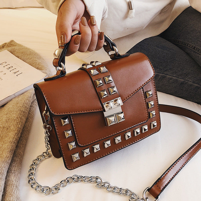 Chain stud shoulder bag