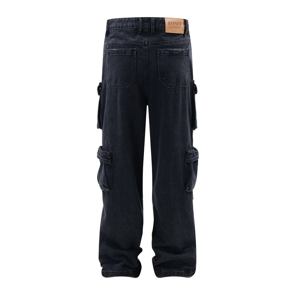 Multi-Pocket Workwear Denim Trousers For Men
