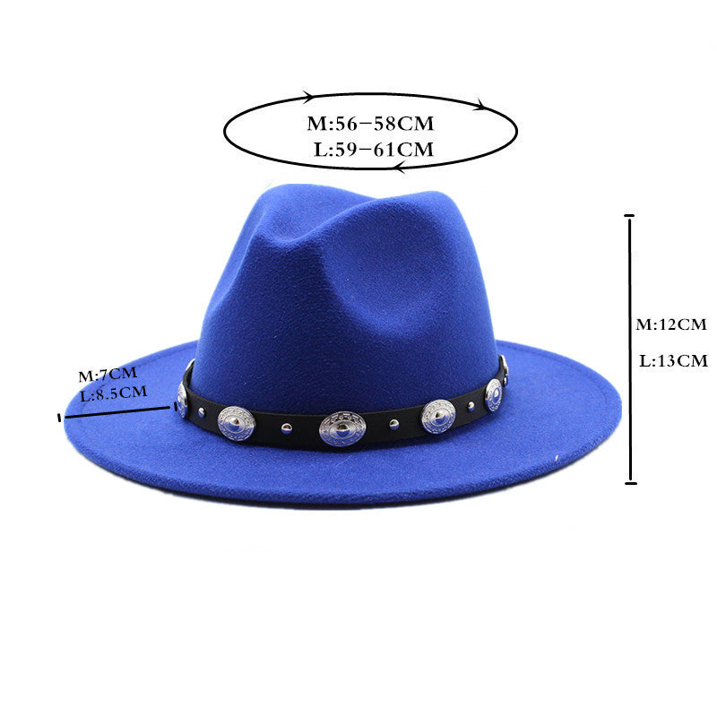 Retro Top Hat With Metal Belt Men And Women Jazz Hat