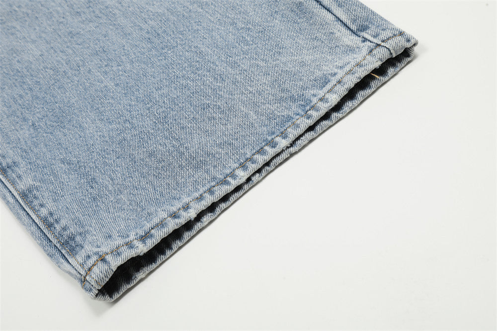 Fashion Knee Hole Denim Trousers Men