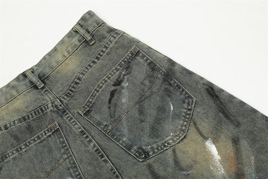 Splash Ink Denim Straight-leg Trousers Men