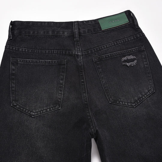 Distressed Wide Leg Denim Trousers For Men