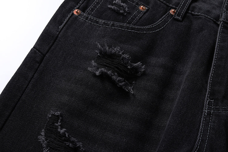 Washing Hole Denim Bootcut Trousers Men