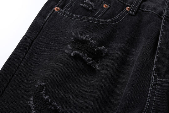 Washing Hole Denim Bootcut Trousers Men
