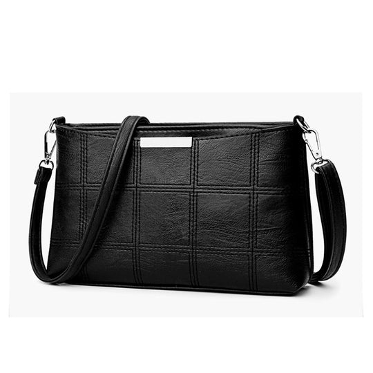 Clutched splicing soft leather crossbody bag