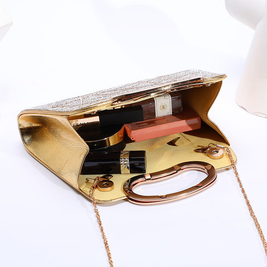 Irregular Stripes Rhinestone Glitter PU Leather Handbag
