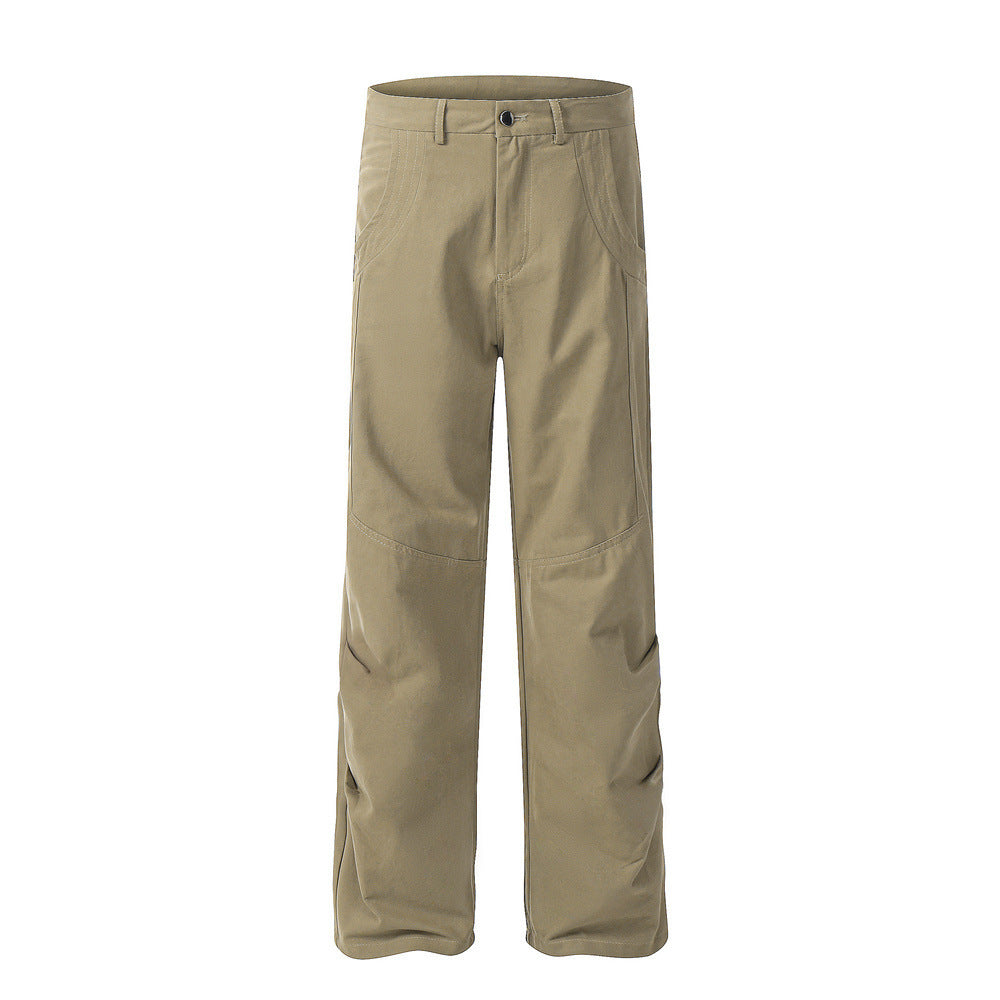 Solid Color Workwear Straight-leg Trousers Men