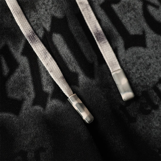 Fuzzy Letter Spray Painting Loose Shorts Men Punk