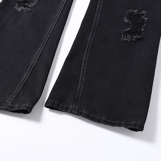Washing Hole Denim Bootcut Trousers Men