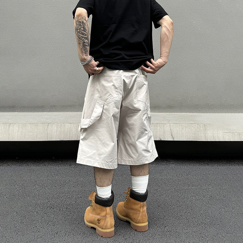 Solid Color Machete Straight Logging Cargo Shorts Men