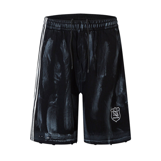 Men Punk Ripped Distressed Straight Shorts
