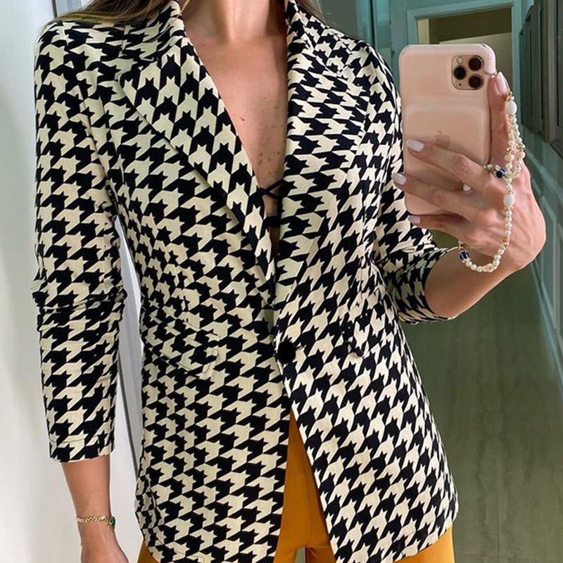 New Fashion Lapel Slim Cardigan Temperament Solid Color Suit Jacket Women
