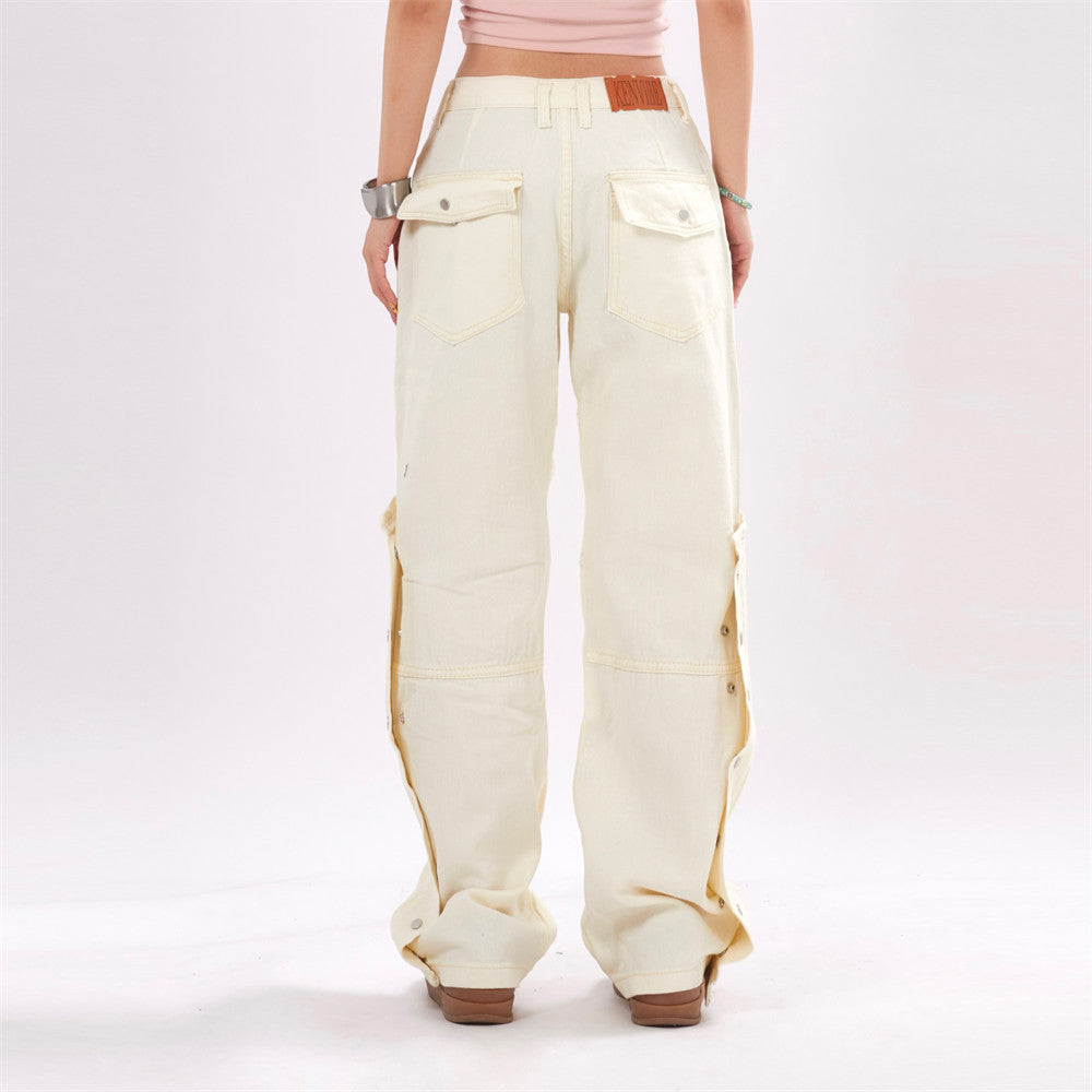 Solid Color Fashionable Denim Trousers Men And Women